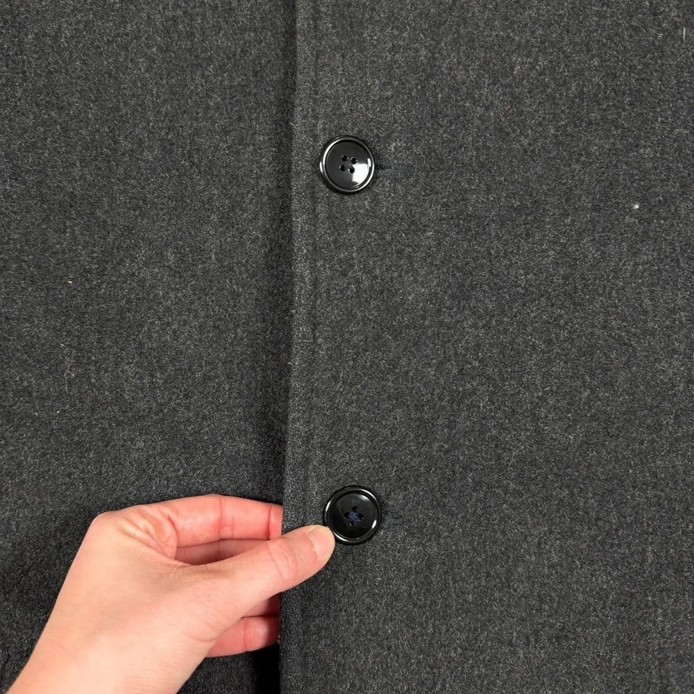 Gap Grey Wool Blend Single Breasted Short Overcoat Mens Small Preppy Quilt Lined